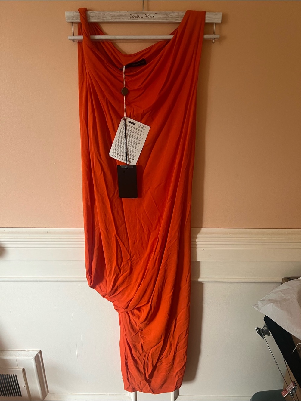 Dsquared2 Draped Orange Maxi Dress slinky chic runway luxury celeb blogger nwt L - Picture 2 of 11
